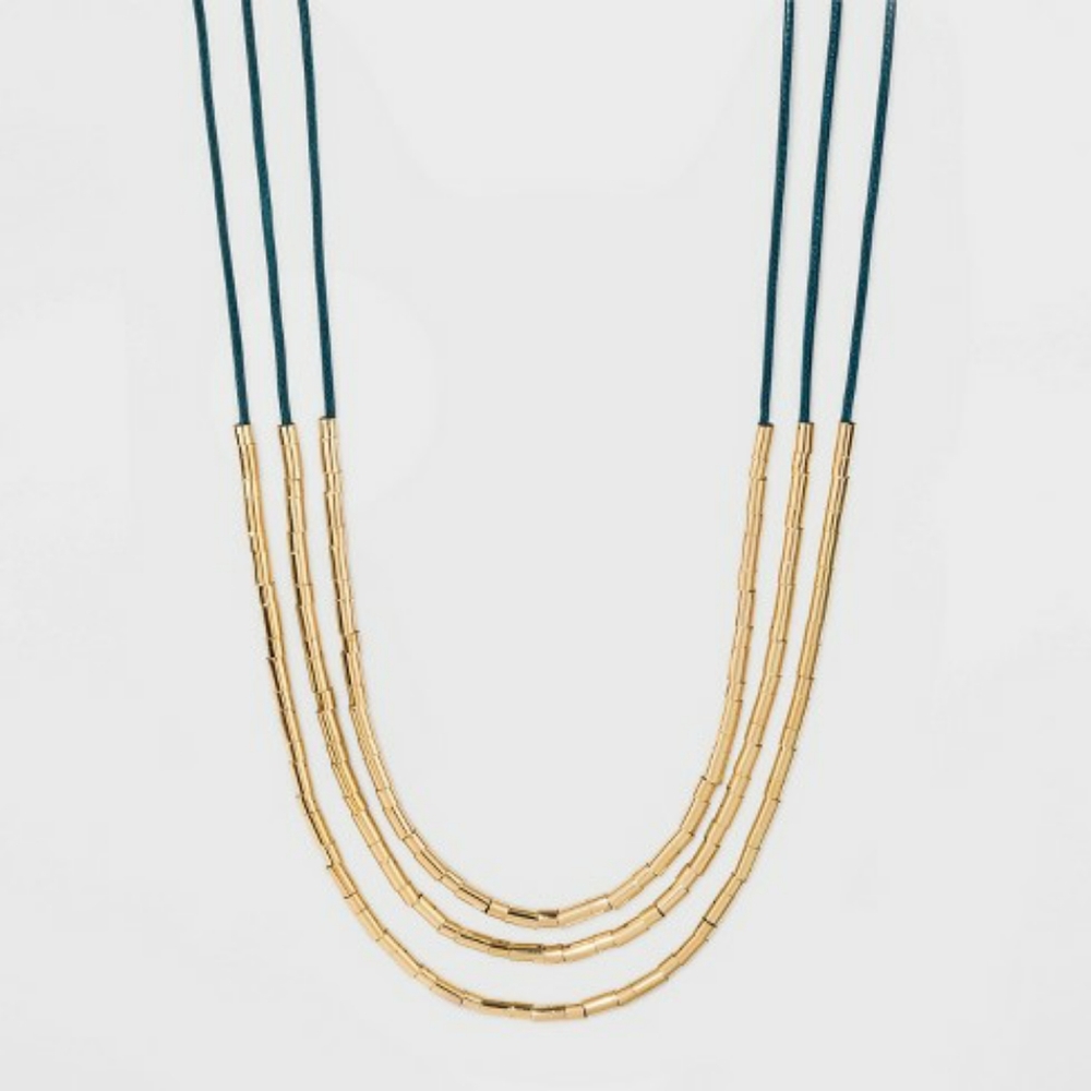 Multilayer Cord Necklace with Beads